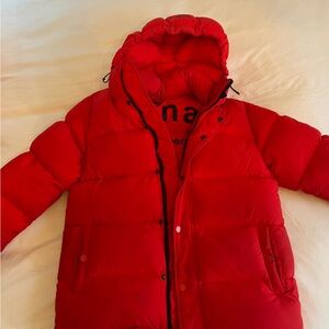 Red Puffer Jacket with Hood